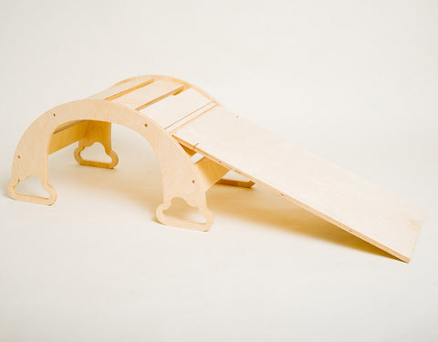 5. Sway Rainbow Ramp with smooth birch plywood surface and no climbing rocks on white background