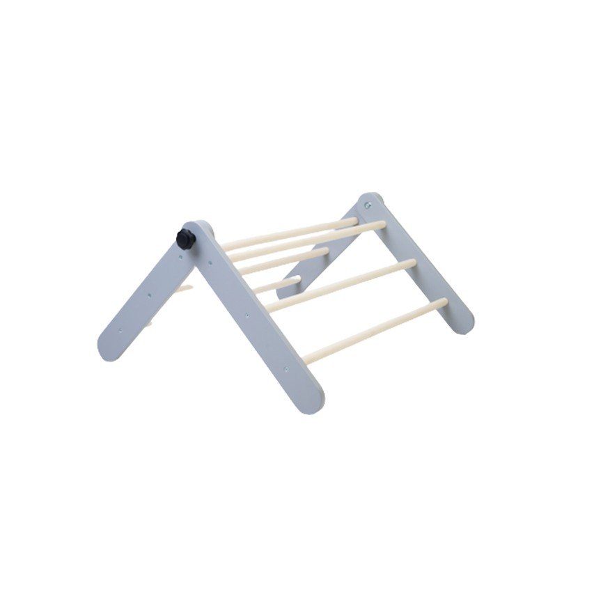 2. Studio shot of Family-scl Pikler Triangle in birch plywood with two sections, shown on a white background highlighting its structure and design.