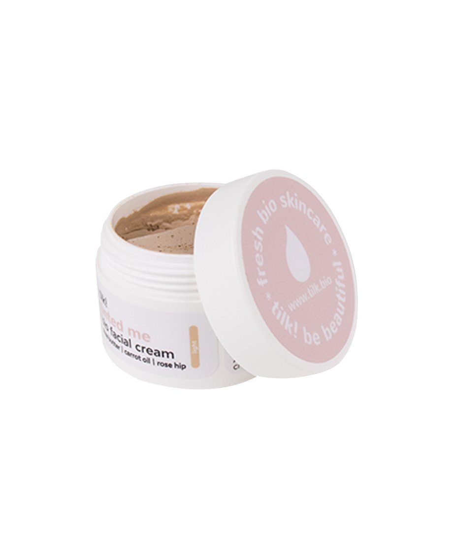 3. Open jar of Tilk! Tinted Me BB cream displaying light shade, perfect for normal and combination skin