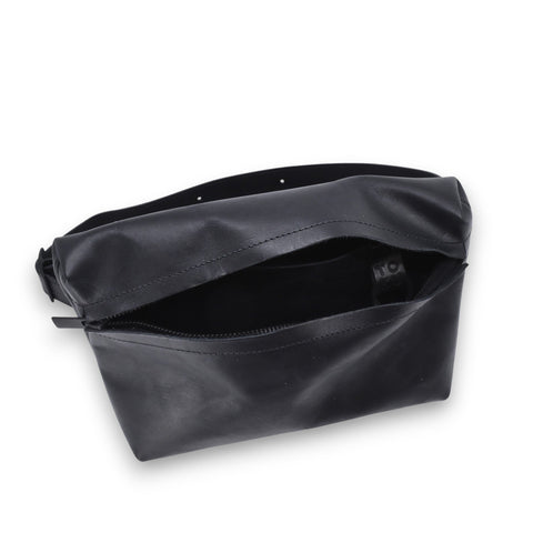 3. Top view of black TOKU Lisbon bag by Omaking, showing spacious interior and zipper closure