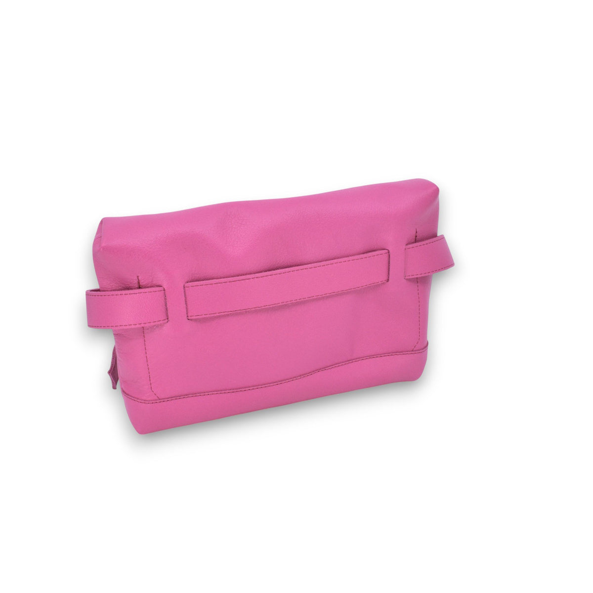 6. Rear view of Omaking TOKU Lisbon pink leather bag highlighting minimalist design