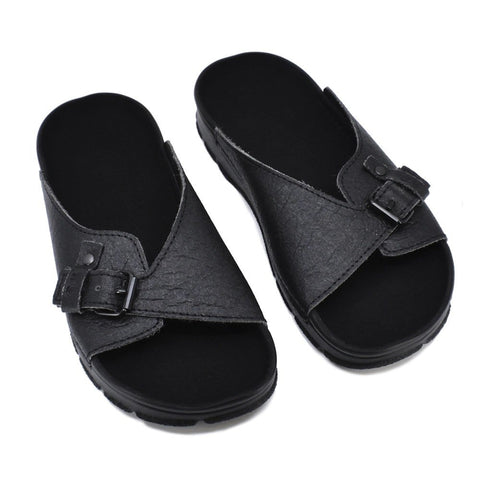 3. Pair of black TOKU Rome Vegan Sandals in studio setting, featuring adjustable straps and durable outsole
