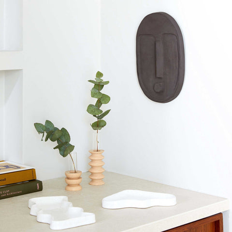 2. Totem Wooden Vase - Short Nº 4 by 5mm Paper styled with eucalyptus in a modern interior setting