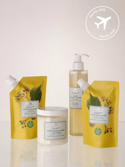 3. Collection of Magrada Organic Cosmetics hair products including Linden Flower Shampoo in travel size