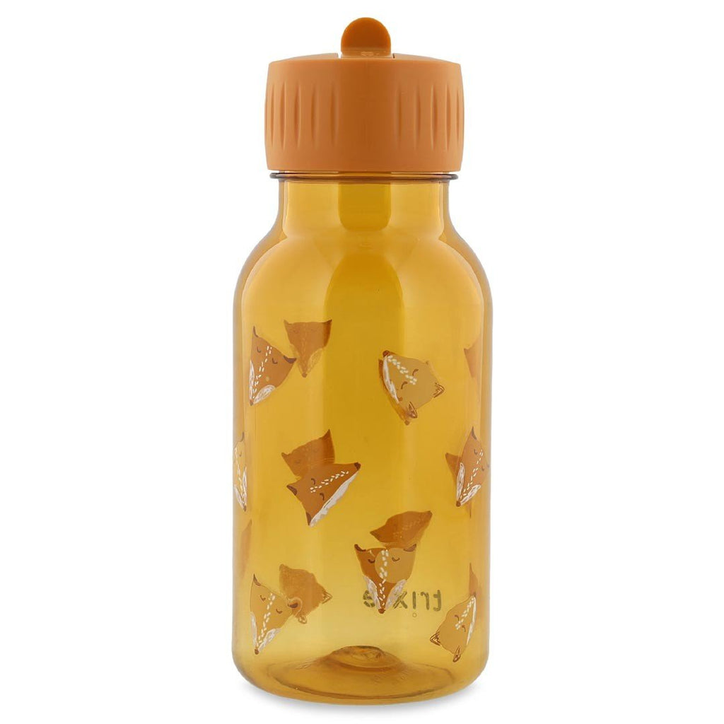 1. Orange Tritan bottle with fox print and orange cap, shown in studio setting