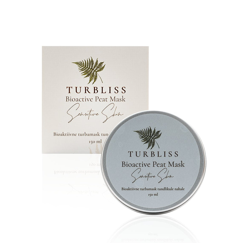 3. Turbliss Bioactive Peat Mask for Sensitive Skin 150ml packaging and tin, highlighting product branding and design