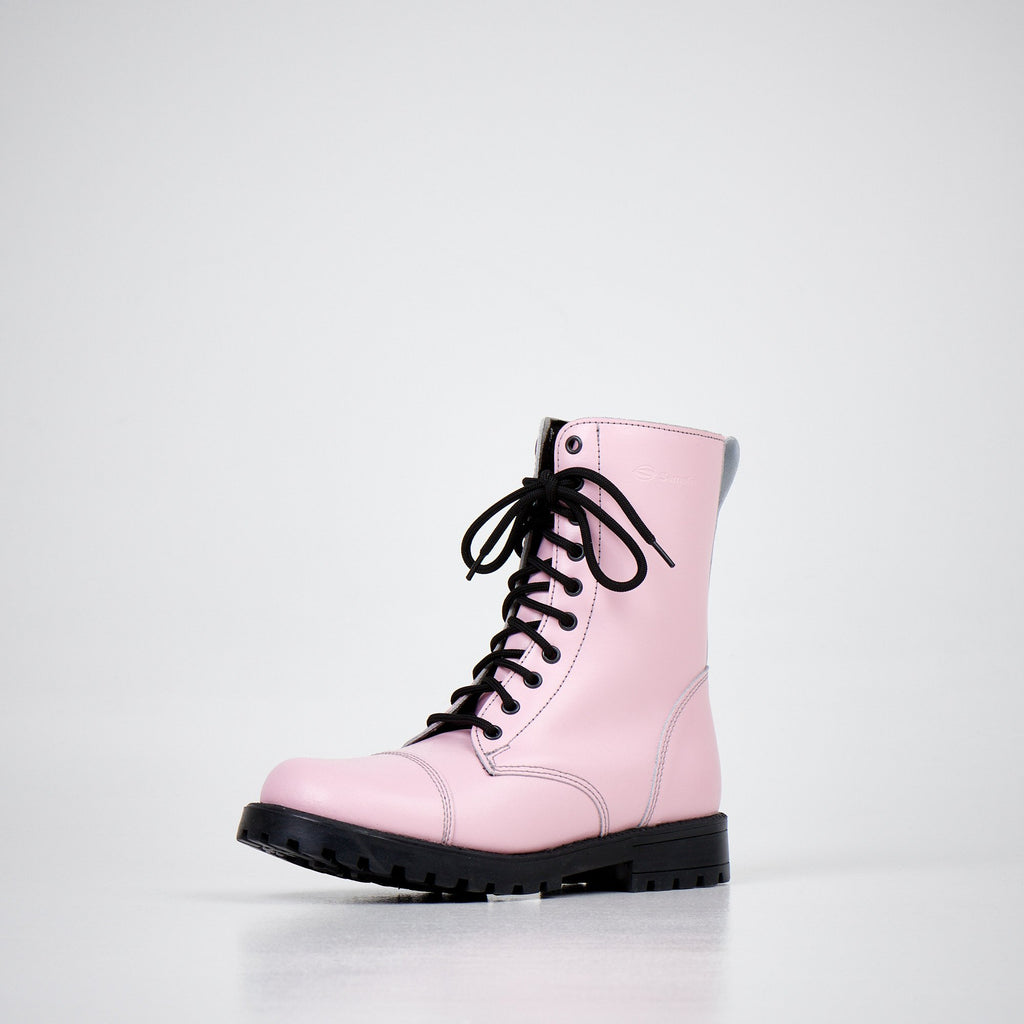 2. Women's 511 Pink boots by Samelin in studio, angled front view highlighting durable PU outsole