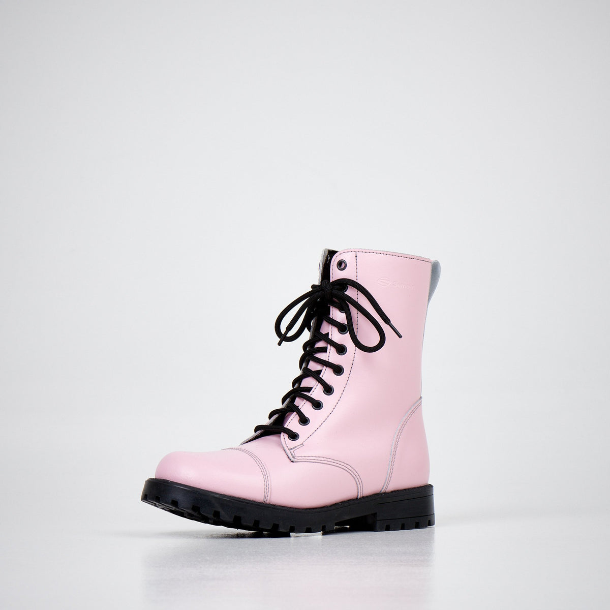 2. Women's 511 Pink boots by Samelin in studio, angled front view highlighting durable PU outsole