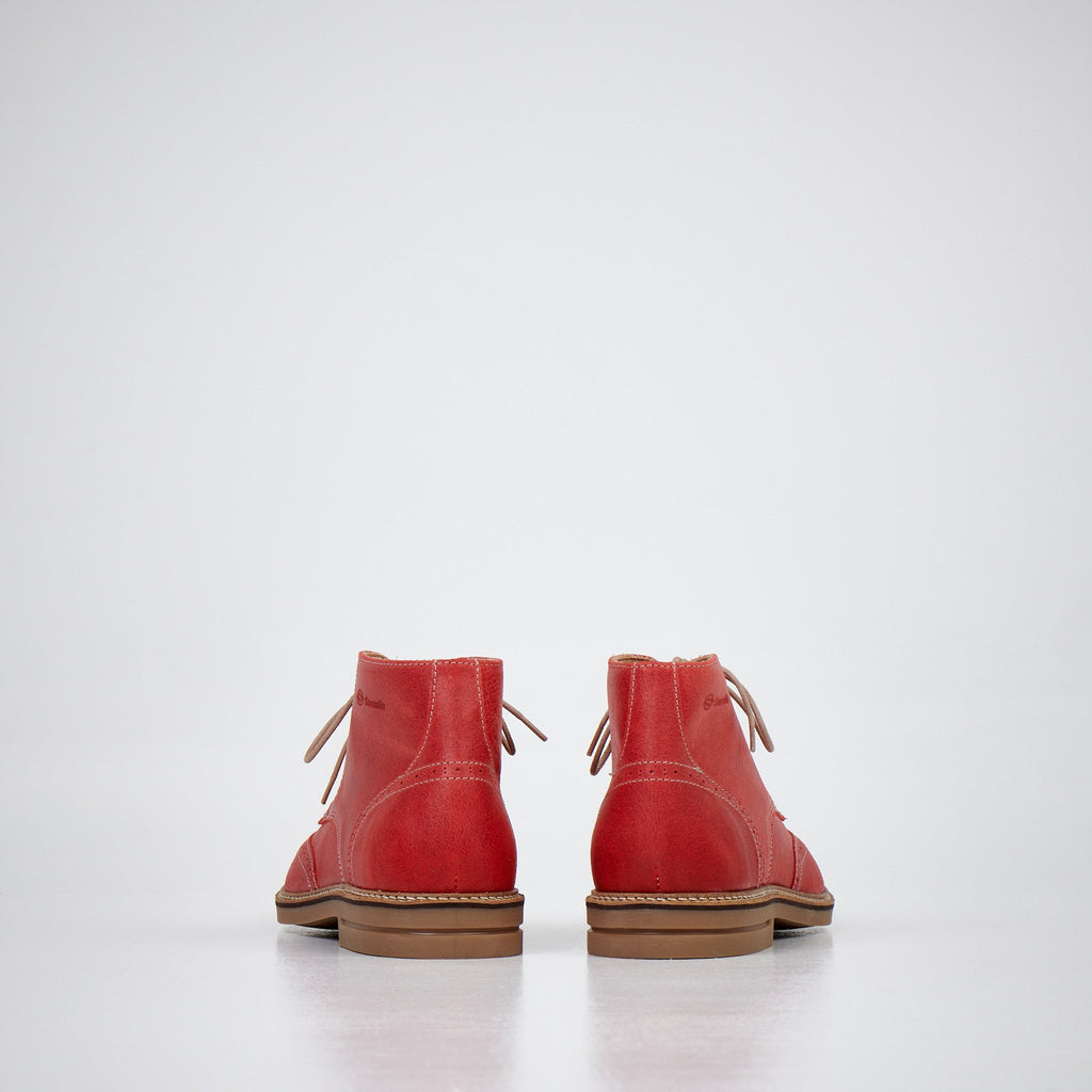 3. Back view of Samelin Red Ankle Boots 424 showing leather and textile lining with cushioned heel