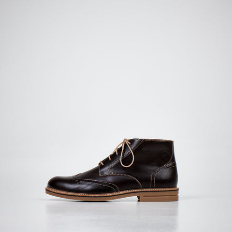 4. Men's dark brown ankle boots by Samelin, shown from the side with medium-width fit and elegant design
