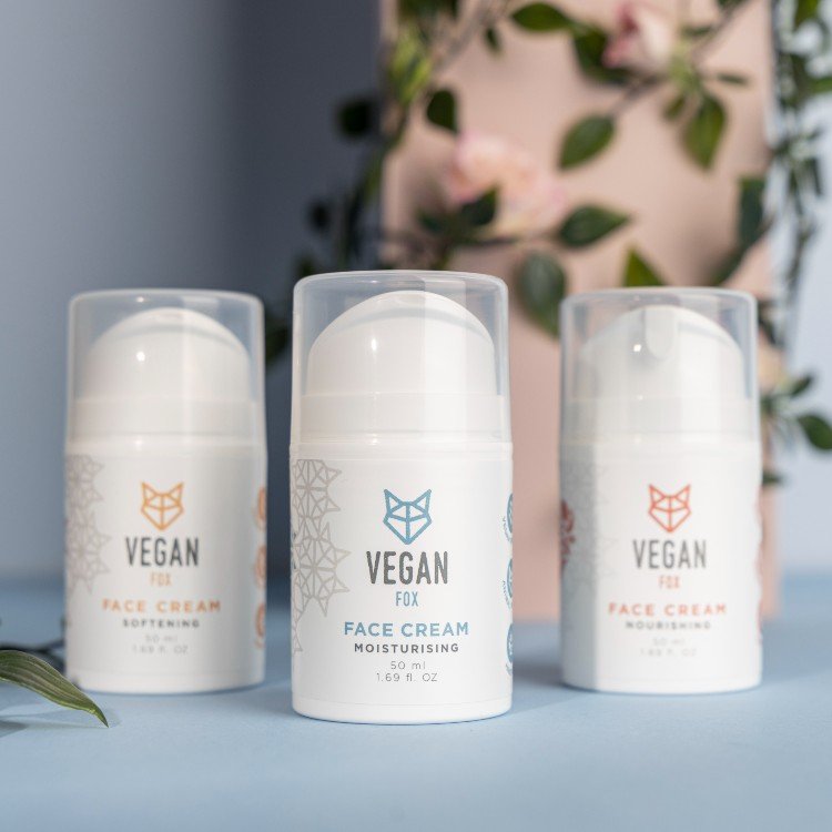 3. Vegan Fox face cream collection including Moisturising, Softening, and Nourishing variants
