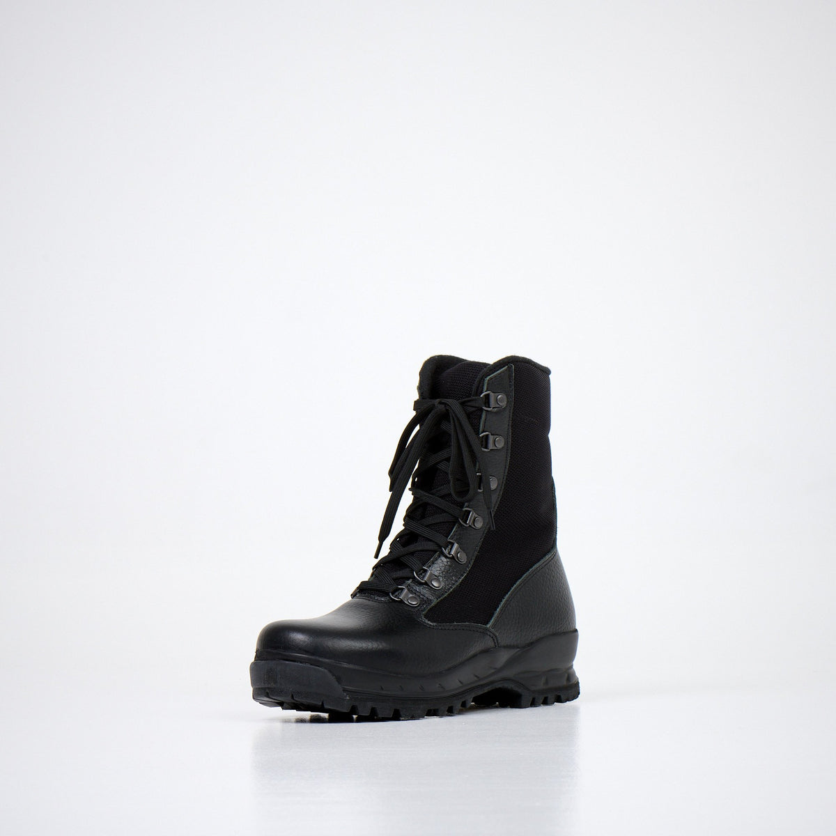 3. Front angled view of Samelin 598 Desert Boots Vibram in black, emphasizing durable construction
