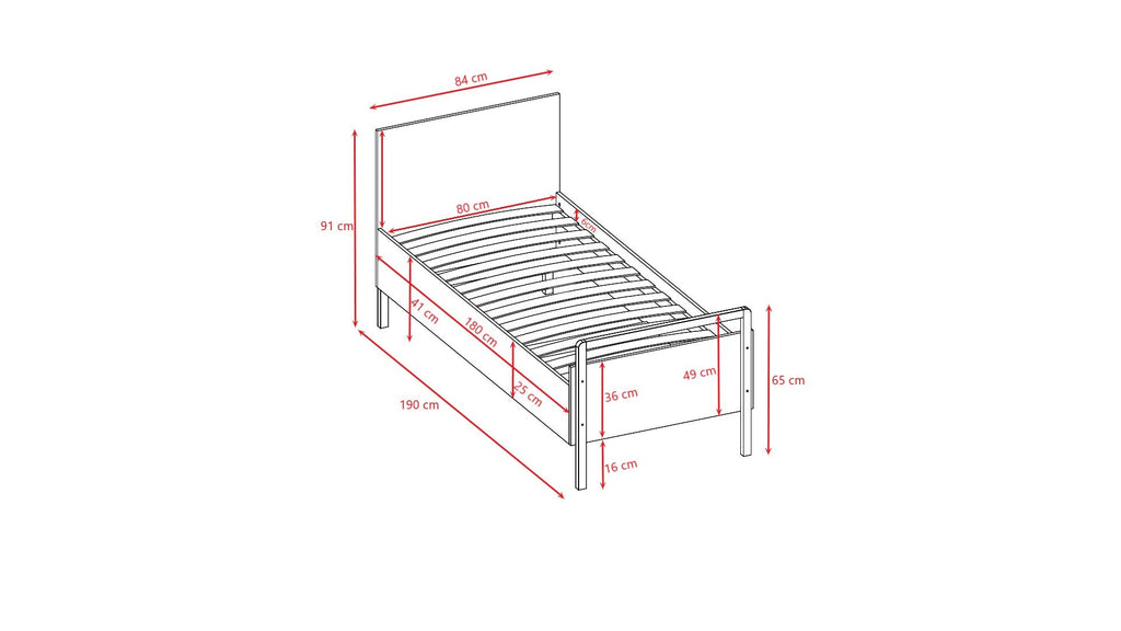 5. Size chart for Victor children's bed showing dimensions in centimeters