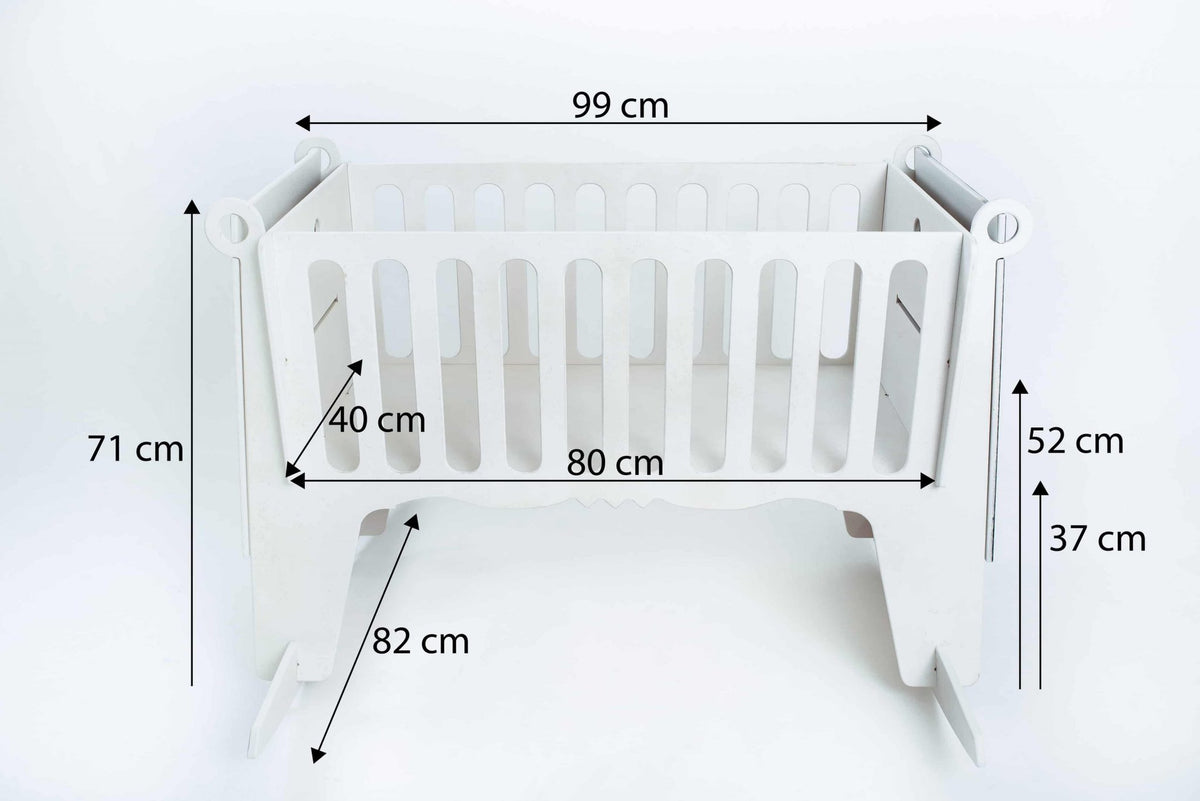 5. Size chart for Adensen baby cradle showing dimensions in centimeters