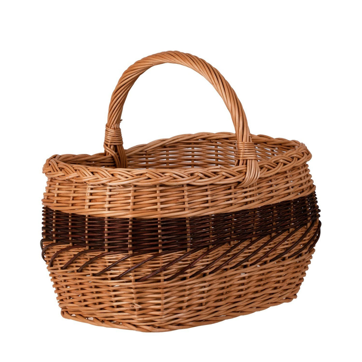 2. Walburga shopping basket with natural wicker handle, featuring handwoven design and sturdy construction, shown on a white background