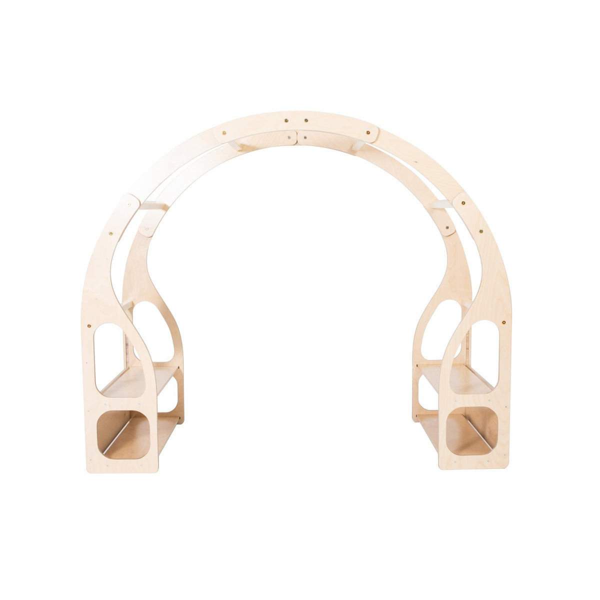 10. Front view of Montessori play stand made from birch plywood in a studio setting