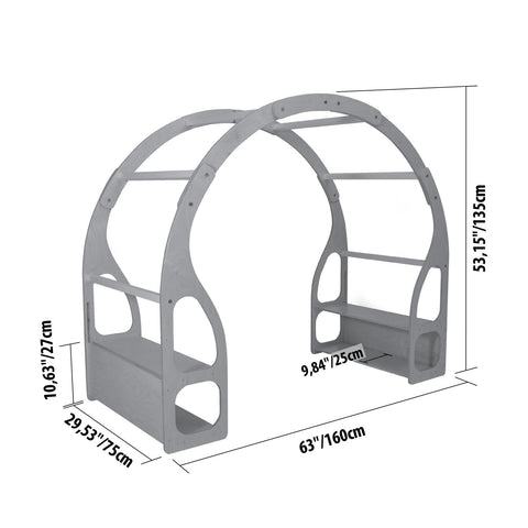 5. Size chart for Montessori play stand showing dimensions in centimeters