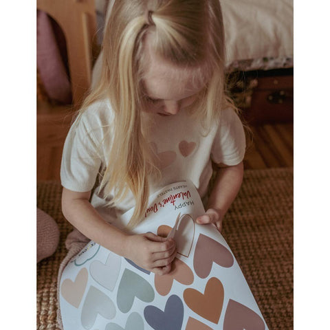 4. Child peeling Dekornik heart wall sticker in cappuccino and blue from sheet