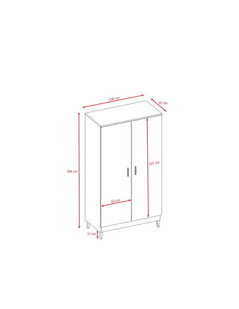 5. Size chart for Scandinavian-style wardrobe with dimensions in centimeters