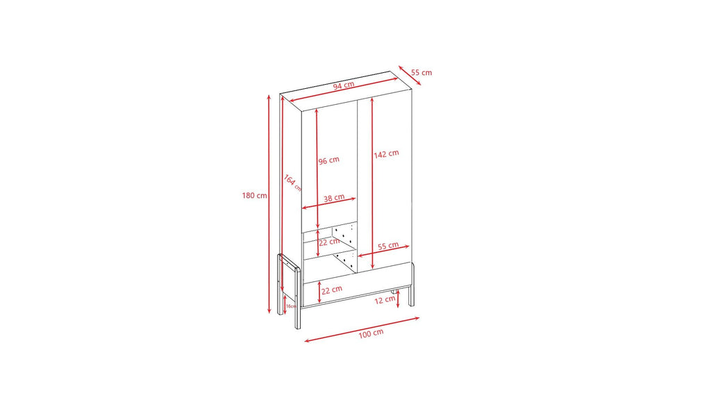 5. Size chart for Kocot Kids Victor wardrobe showing dimensions in centimeters