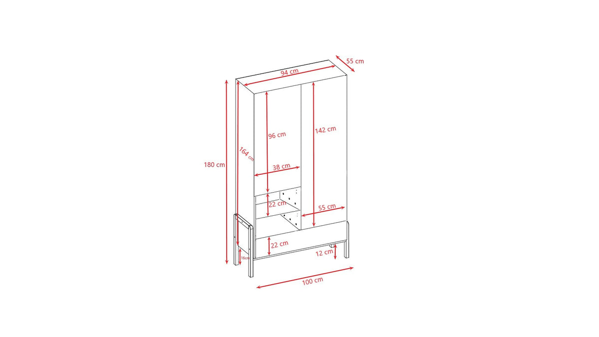 5. Size chart for Kocot Kids Victor wardrobe showing dimensions in centimeters