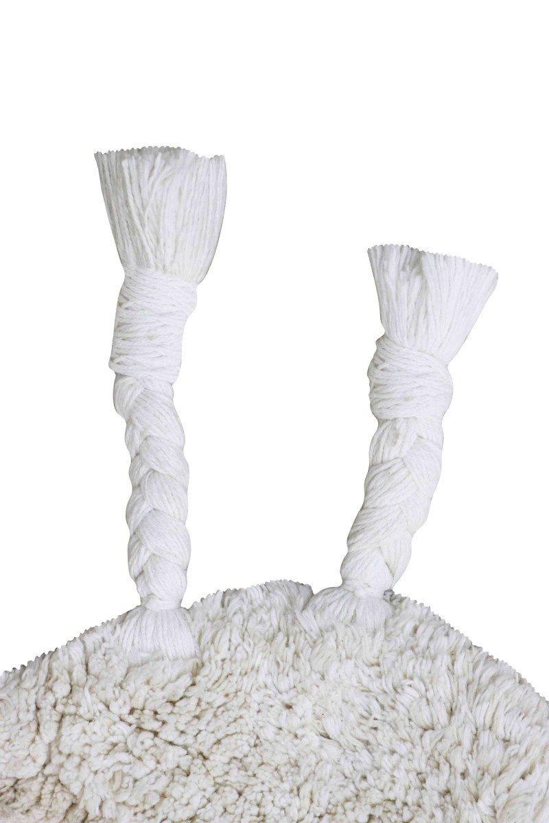 3. Close-up of hand-made braided antennas on the snail-shaped rug