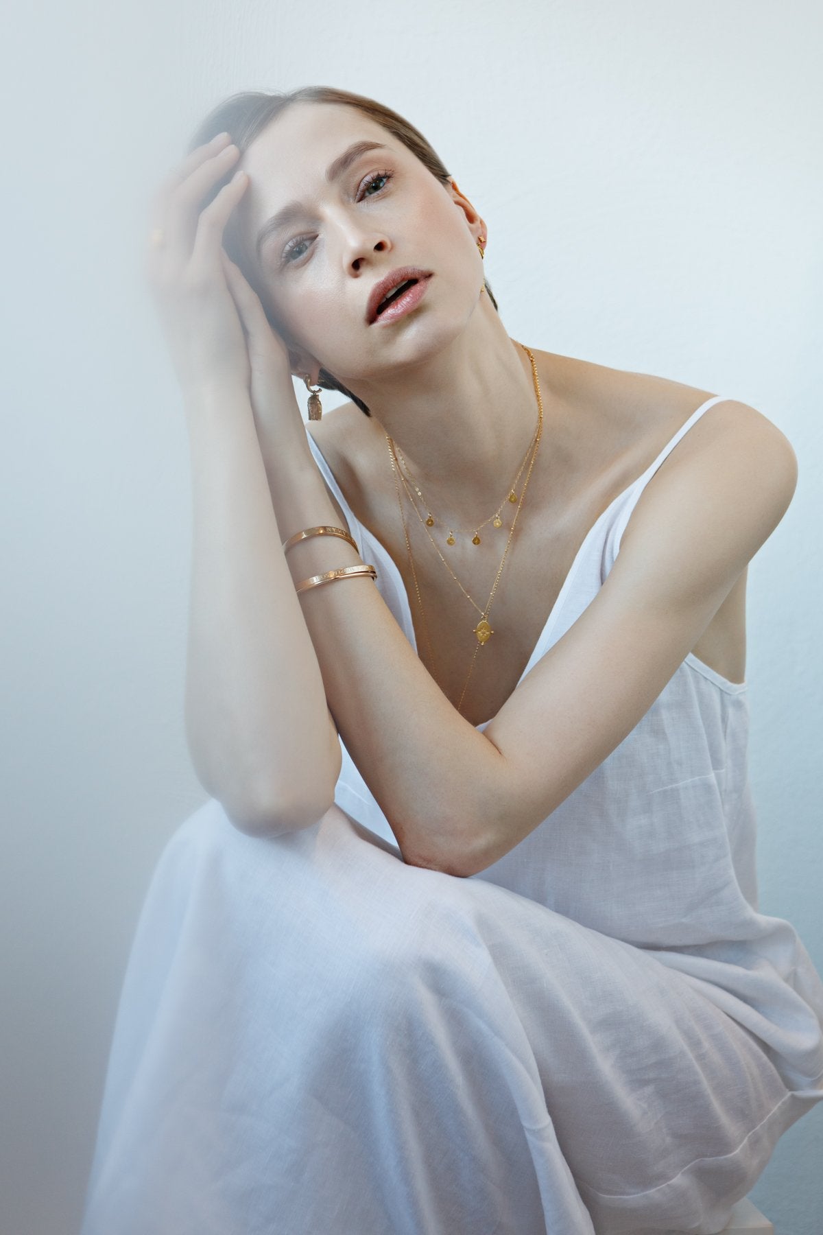 1. Women's Stargazer Choker in gold by New Vintage by Kriss, worn by model in lifestyle setting