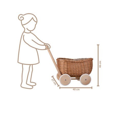 5. Size chart illustration of Wicker Stories toy trailer with dimensions 40x27 cm and height 46 cm