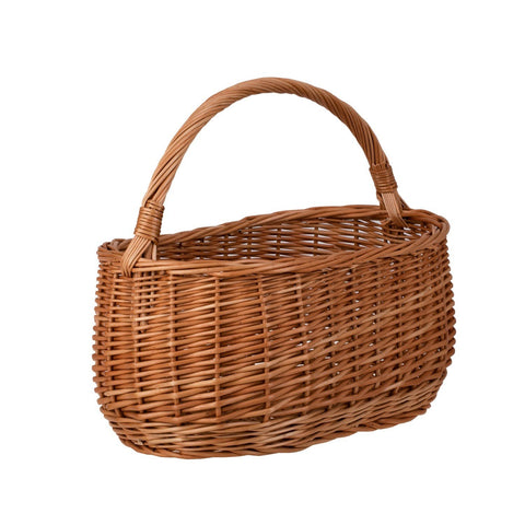 2. Eco-friendly shopping basket with ergonomic wicker handle, handwoven from natural wicker, showcasing European craftsmanship, in a studio setting
