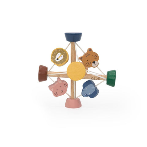 2. Trixie Baby Wooden Activity Ball with colorful animal beads on elastic structure, shown in studio setting