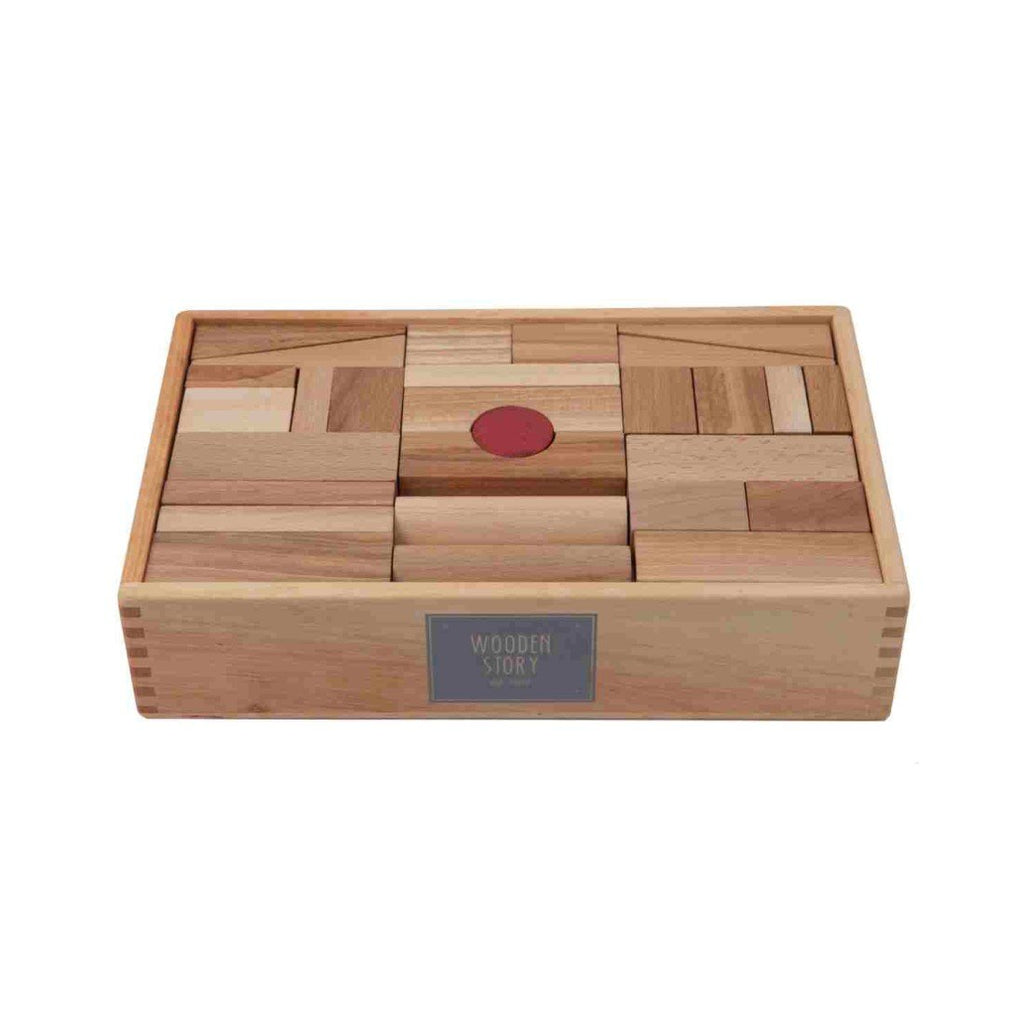 2. Wooden Story natural wooden blocks set in solid wood box with brand logo