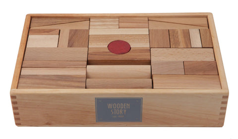 2. Wooden Story natural wooden blocks set in solid wood box with brand logo