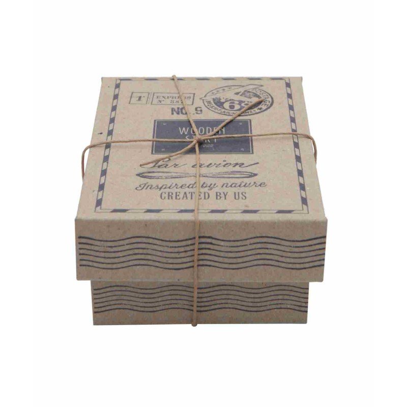 4. Eco-friendly cardboard packaging for Wooden Story toy car, featuring vintage design and tied with string