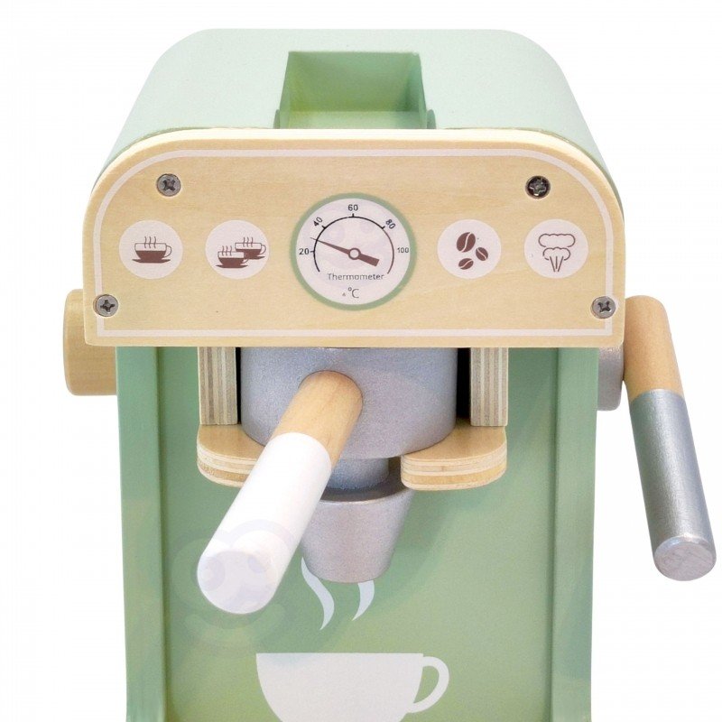 3. Close-up of Woopie Green coffee machine front with dials and spout