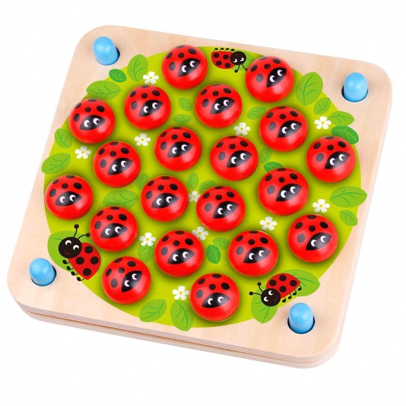 12. Studio shot of Woopie Let's Go Green ladybug memory puzzle with all ladybug pieces in place
