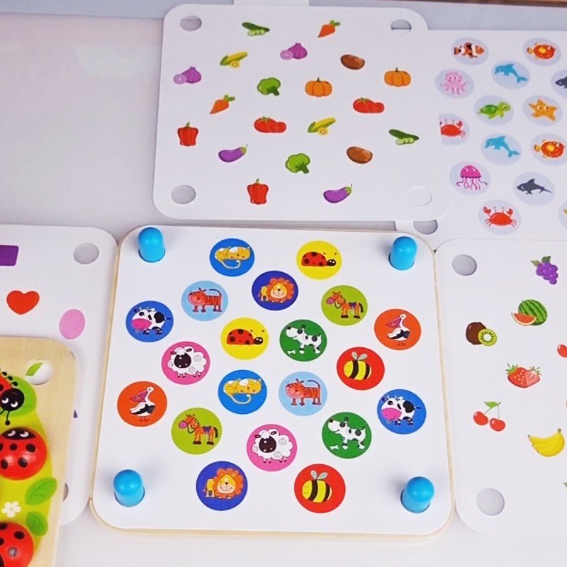 6. Various motif cards for Woopie Let's Go Green ladybug memory puzzle showing colorful designs