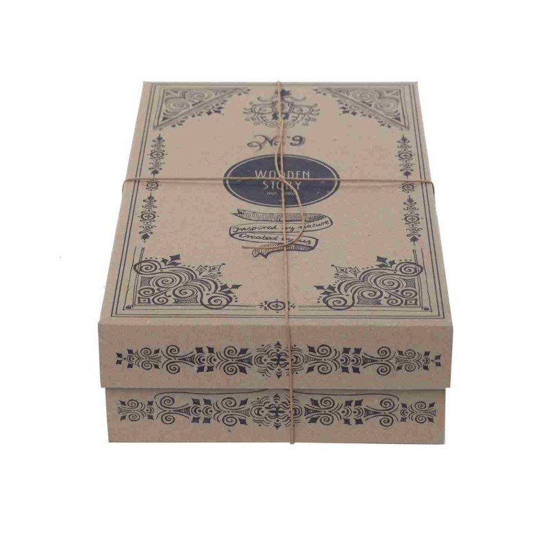 4. Eco-friendly cardboard packaging for Wooden Story puzzle, featuring decorative design and branding