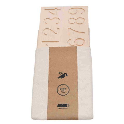 4. Wooden Montessori number board packaged in an ecological cotton bag with branding