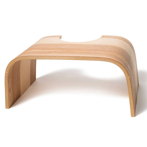 1. Wooden step stool for potty in ash finish, shown in studio setting with smooth rounded edges