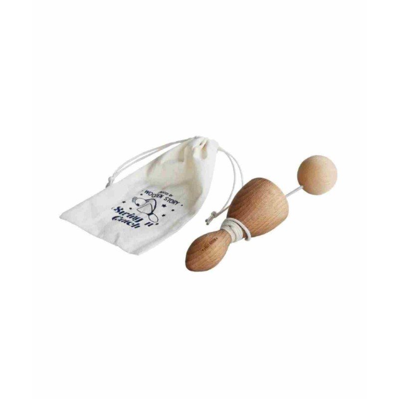 1. Wooden Swing and Catch game with cotton bag featuring Wooden Story logo on white background