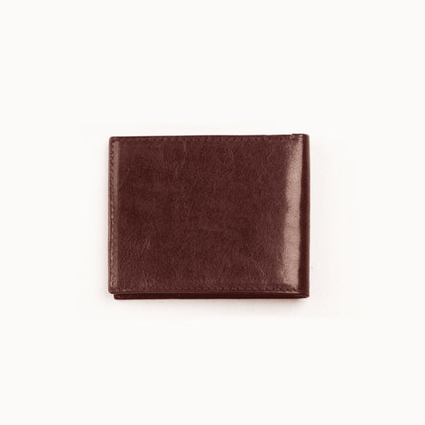 3. Studio shot of Bordeaux Papillon Leather Wallet No. 21 highlighting natural leather finish