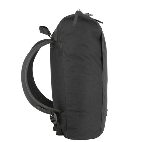 5. Side profile of Noel black zip backpack showing padded design