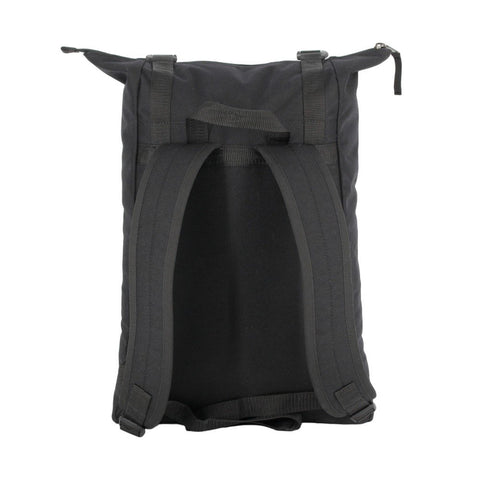 3. Back view of Noel black zip backpack highlighting padded shoulder straps